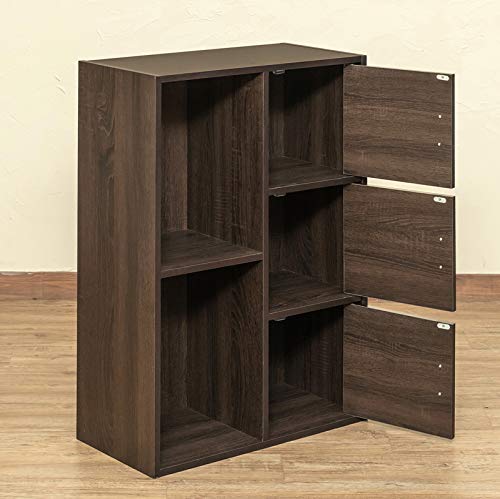 Amazon｜扉付き ラック 棚 3段 収納 カラーボックス ウオールナット FB