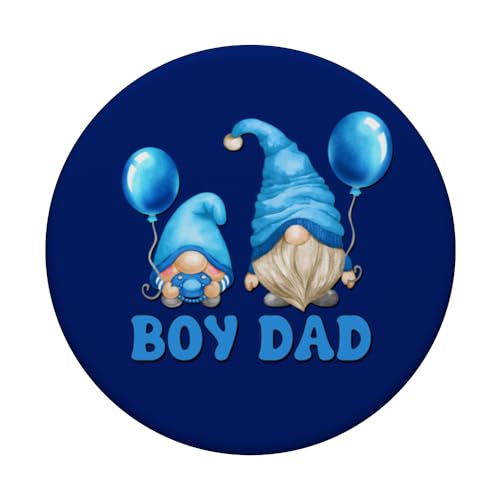 Boy Dad Gnome Graphic For Men Blue Balloons For Daddy To Be PopSockets Swappable PopGrip, Black - Image 3