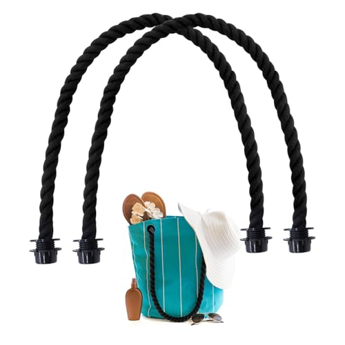 Runyu 2 PCS Seilgriff Taschenhenkel, 65 cm Henkel für Taschen, Baumwolle Taschengriffe für Handtaschen, Umhängetaschen (Schwarz)