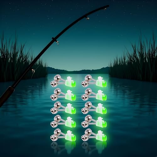 10 Pcs Green Fishing Rod Bells Double Bell Galvanized Fish Bite Alarm Portable Reusable Bite Indicator for Night Fishing Bite Indicators（1.89 Inch ）