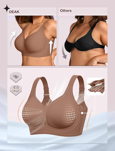 Image of OEAK Womens Wireless Jelly Bras Plus Size Support Push Up Comfortable Bra | no underwire,full coverage,for large breast,minimizer bra,seamless,tshirt bras,everyday bra