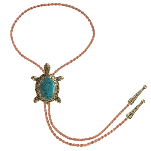 Image of Jeilwiy Bolo Tie for Men Western Cowboy Tie Necklace Gold Bolo Tie Leather Necktie Halloween Tie Accessories for Women
