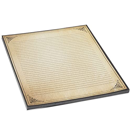 image for Juvale 48 Sheets Vintage Lined Paper with Antique Border Design, Aged 