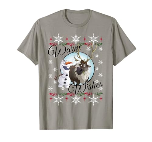 T-shirt Disney Frozen Olaf Sven vert pour soirée pull moche de Noël en famille taille M