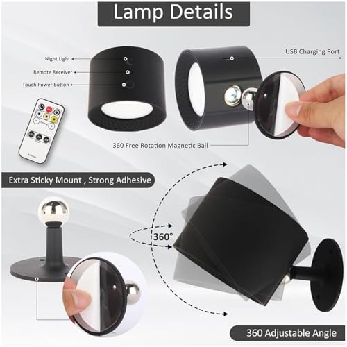 Aplique de pared recargable con luz LED multicolor regulable casa 5
