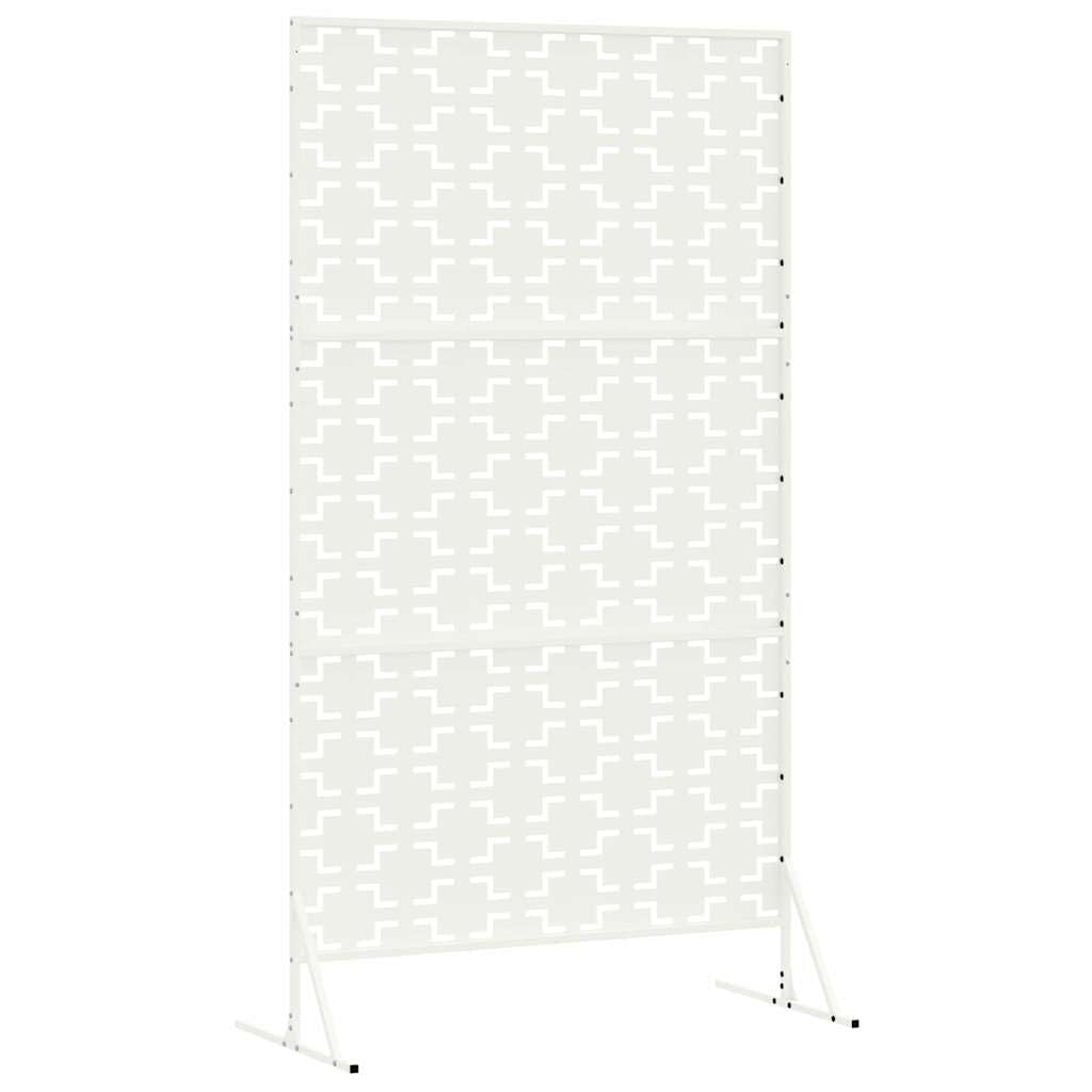 Écran de confidentialité blanc en acier 100 x 50 x 180 cm poteaux rigides pour jardin terrasse balcon séparation occultant brise vue palissade claustra extérieur