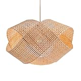 LQZCXMF Lámpara Colgante De Bambú Con Forma Única, Pantalla De Cesta, Altura Ajustable, Creativa Lámpara De Techo De Ratán, Hecha A Mano, De Bambú, Para Cocina, Isla Y Comedor.