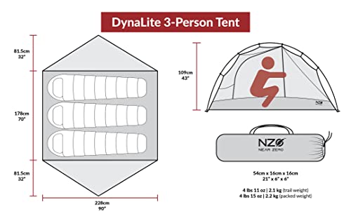Near Zero 1-3 Person Ultralight Backpacking Tents, up to 2 Doors, 20D Ripstop Waterproof Sealed Nylon, Freestanding, Rainfly, 3 Season, with Lightweight Aluminum Frame. Easy Setup System - Image 2