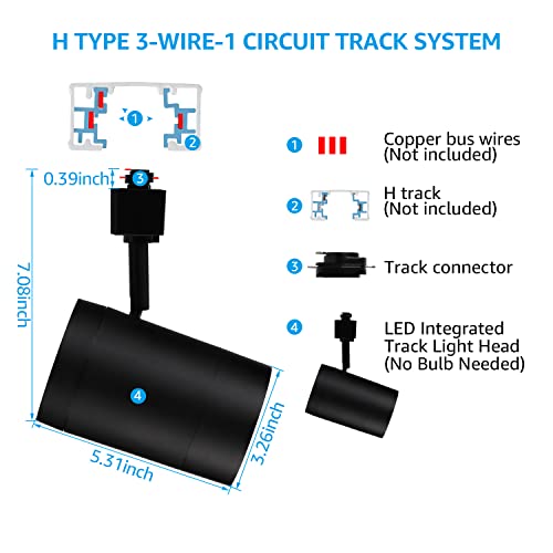 Leonlite 17.5W Commercial Series Led Track Lighting Heads, Cri90 H Track Lighting, Dimmable Track Light Head, Etl & Es Listed, 38° H Track Lighting Heads, 4000K Cool White, Matte Black, Pack Of 4 #TOP5