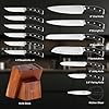 Knife Set, Jourmet 15-Piece Kitchen Knife Set with Block and Sharpener, High Carbon Stainless Steel Sharp Knives, Anti-slip Ergonomic Handle, Black Knife Block Set