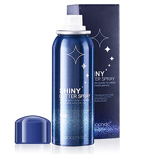 Shiny Glitter Spray, Body Glitter Spray For Skin, Face, Hair And Body Glitter, Temporary Silver Glitter Hairspray Highlighter Face Makeup Spray For Prom, Festival Rave, Stage Makeup, 2.11Fl.oz #TOP9