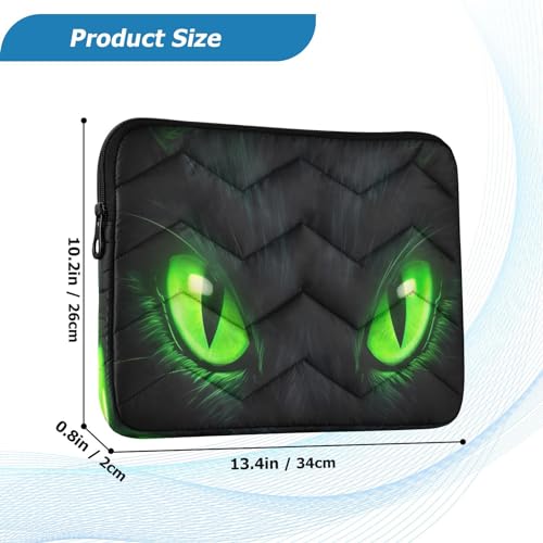 Funda para portátil de 13-14 pulgadas con diseño de ojos verdes de gato miniatura 3