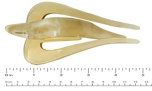 Parcelona French Pelican Light Beige Ivory Celluloid Acetate 5 Inch Salon Hinge Hair Claw Clip Slide in Secure Grip Clamp Clutcher miniatura 4