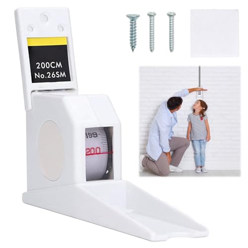 GAESHOW 2m Height Measurement Device, Retractable Wall Mounted Height Meter, Height Measuring Tape, Adult Child Height Tool Ruler, Roll Ruler Body Measuring Tape for Home Office Clinic Measurement
