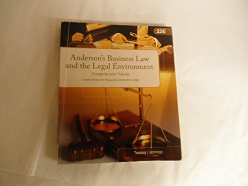 Anderson's Business Law & the Legal Environment 1305311965 Book Cover