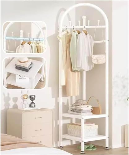 Perchero de metal con cesta de almacenamiento, organizador de ropa independiente para entrada, sala de estar, dormitorio, hogar, oficina