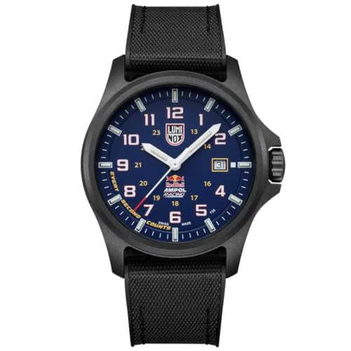Image of Luminox Atacama Field Red Bull Ampol Racing Men's Watch, 43mm CARBONOX, Blue Dial, Swiss Quartz, Rubber Textile Strap