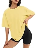 ATHMILE Womens Oversized T Shirts Loose Fit Crewneck Short Sleeve Tops Summer Casual Blouse Y2K 2025 Basic Tee Beach Lemon