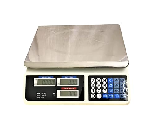 Image of Electronic Digital Scales with Charging Cable, Shop Table Scales - Price Computing Scales,Very Precise Fruit Market Scales for Commercial Shop Retail Price Weighing Fruit up to 88lb/40 kg