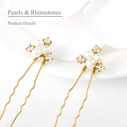 Asooll Bride Wedding Hair Pin Flower Bridal Head Clip Rhinestone Crystal Headpiece For Women And Girls(Pack Of 5)(Gold) Free Size #TOP4