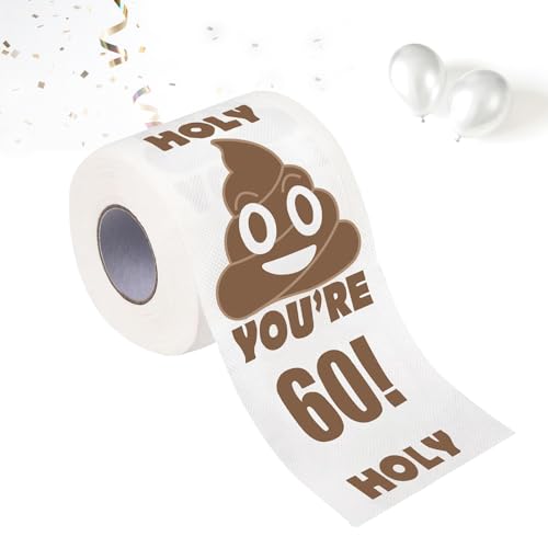 60th Birthday Gifts for Women Men, Funny Toilet Paper Happy Prank Toilet Roll, Gag Novelty Bday Present for Him, 60th Birthday Decorations for Friend, Bathroom Birthday Party, 3 Layers