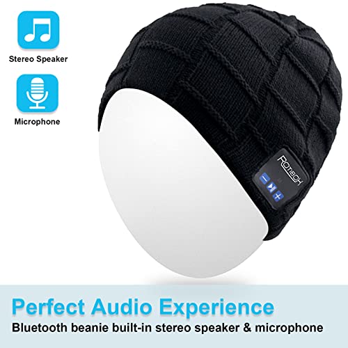 Mydeal Washable Winter Mens Womens Hat Bluetooth Beanie Running Cap With Wireless Stereo Headphones Mic Hands Free Rechargeable Battery Compatible With Cellphones Iphone Android Laptop Tablet - Black #TOP3