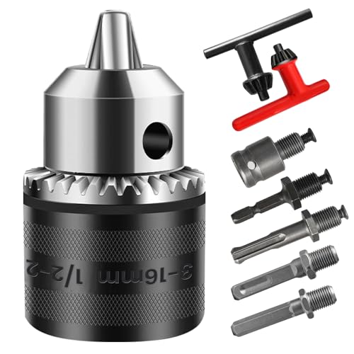 3-16mm Drill Chuck Adapter 1/2-20UNF, Hakkin Capacity Drill Chuck with SDS-Plus Shank 1/4