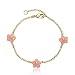 Little Miss Twin Stars "Frosted Flowers" 14k Gold-Plated Pink Enamel Flower Charm Bracelet