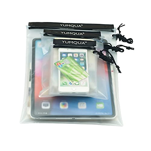Image of YUMQUA Clear Waterproof Bag, Waterproof Document Pouch Passport Holder Water Tight Map Case Waterproof Pouch Water Proof Small Dry Bags for Kindle Phone Tablet Camera, Kayak Boat PaddleBoard
