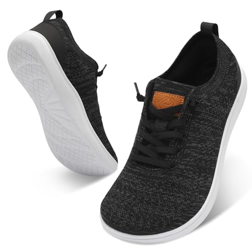 relxfeet �����Y ���C�h�g�D �{�b�N�X �E�H�[�L���O�V���[�Y �X���b�|�� �ʋC�� �j�b�g�X�j�[�J�[ �y�� ���K �t�B�b�g �����������, �u���b�N�z���C�g, 8.5 Wide