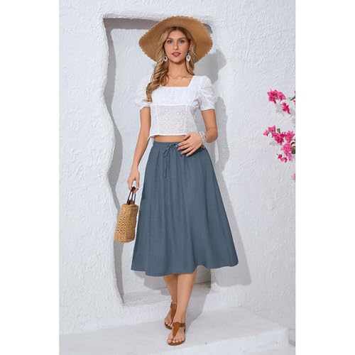 Image of Witsmile Women's Summer Pleated High Waisted Casual Flowy Skirt Pockets