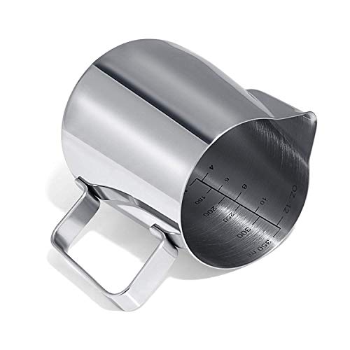 GWHOLE 12oz Milk Frothing Pitcher with Measurement Scales for Espresso Machines