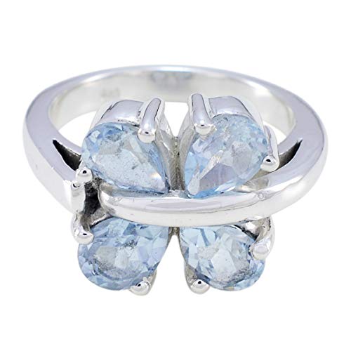 Bague en argent sterling 925 ajustable et pierres précieuses confort