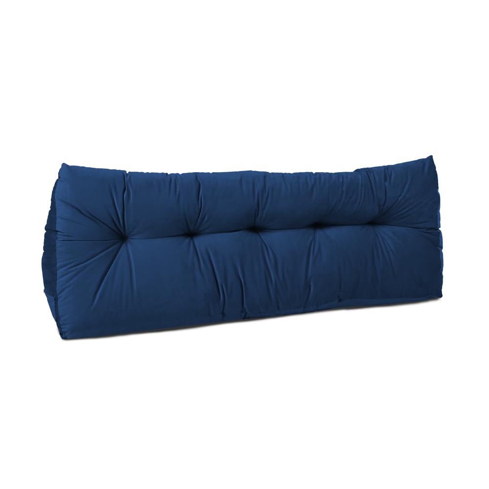 Lancashire Textiles Peacock 20 X 50 X 135Cm (Double Bed) Luxury Velvet Triangular Wedge Bedroom Headboard Cushion - Headboard Bolster Support Pillow For Bed, Sofa, Chair - Made In Britain