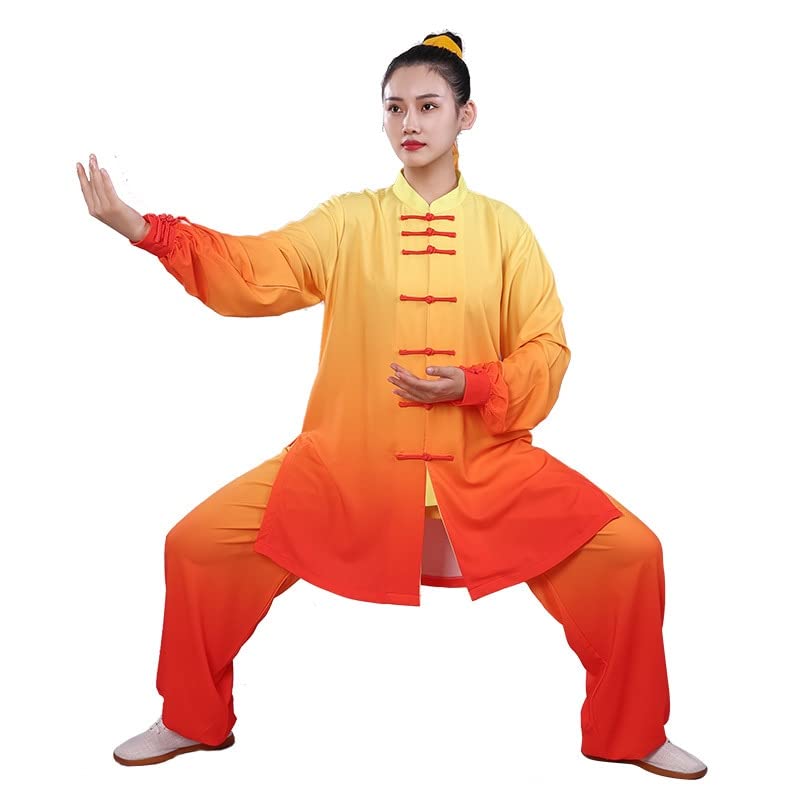 AGSTAAGSTA Kung Fu Tai Chi Clothing Martial Arts Clothes Taijiquan Wushu Uniform Wing Chun Multicolor The Gradient Breathable (Color : Cheng Hong, Size : Large)