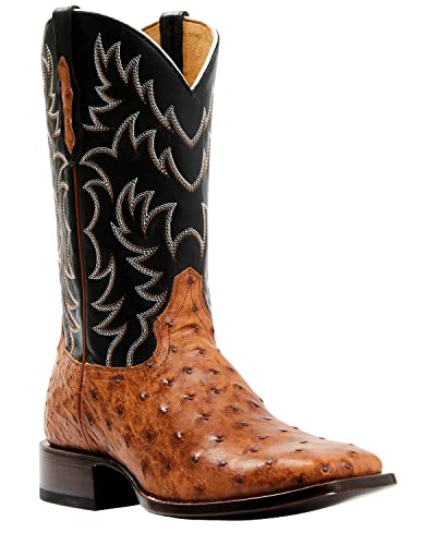 Cody James Men's Full Quill Cognac Ostrich Exotic Western Boot Broad Square Toe - Bbme-114
