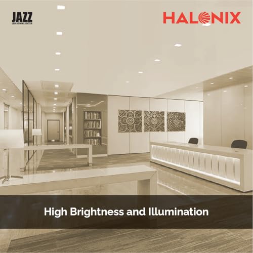 Image of Halonix Polycarbonate Jazz 15W Warm White Recessed Downlighter|Cutout- 4 Inch|Recessed Ceiling Light for Hall, Room, Office, Shop|Led Downlighter with Surge Protection|Pack 1 (Yellow)