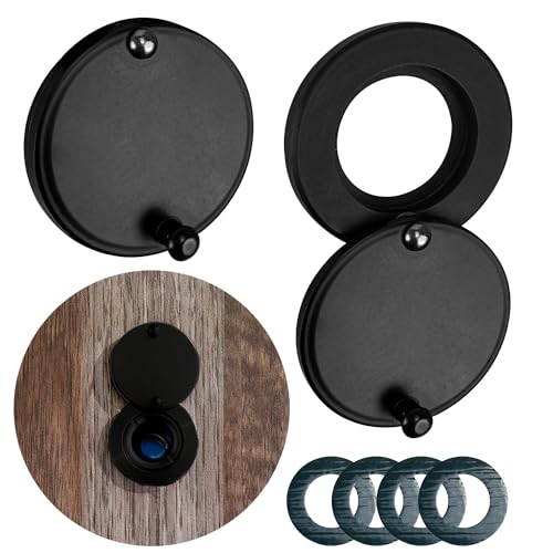 2 Pcs 5/8 Peephole Cover,Rotating Door Viewer Peephole Privacy Cover with Self-Adhesive Tool for Home Security Apartment Hotel,Brushed Nickel (Black)