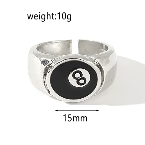 Resizable Billiard 8 Ball Ring - Hip Hop Billiard Pool Black Number 8 Rings for Men Cute Gifts for Boyfriend Pool Player Billiards Lover3