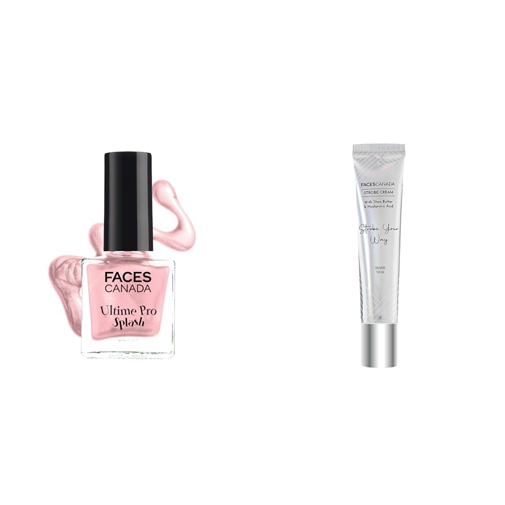 FACESCANADA Splash Glossy Finish Nail Enamel Twinkle 36 8ml & Strobe Cream - Silver, 18ml-image-24