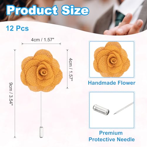 Image of PATIKIL Flower Boutonnieres Pin, Handmade Camellia Lapel Pin for Men Women Suit Wedding Graduation Anniversary Brooch Outfit Accessories
