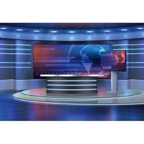 Yeele 7x5ft News Broadcast Backdrop for Photography Broadcasting Breaking News Live Streaming Studio Background for Program Record Interview Conference Live Video Decoration Photo Shoot Props