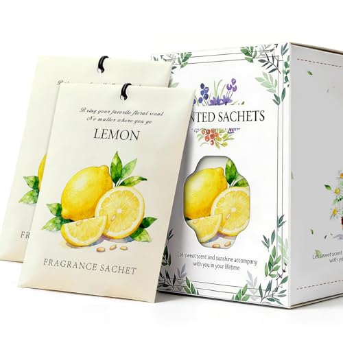 Image of Lemon Scented Sachet Bags - 12 Pack Drawer & Closet Freshener, Long Lasting Odor Eliminator for Wardrobes, Cars & Storage, Home Fragrance Air Freshener Sachets