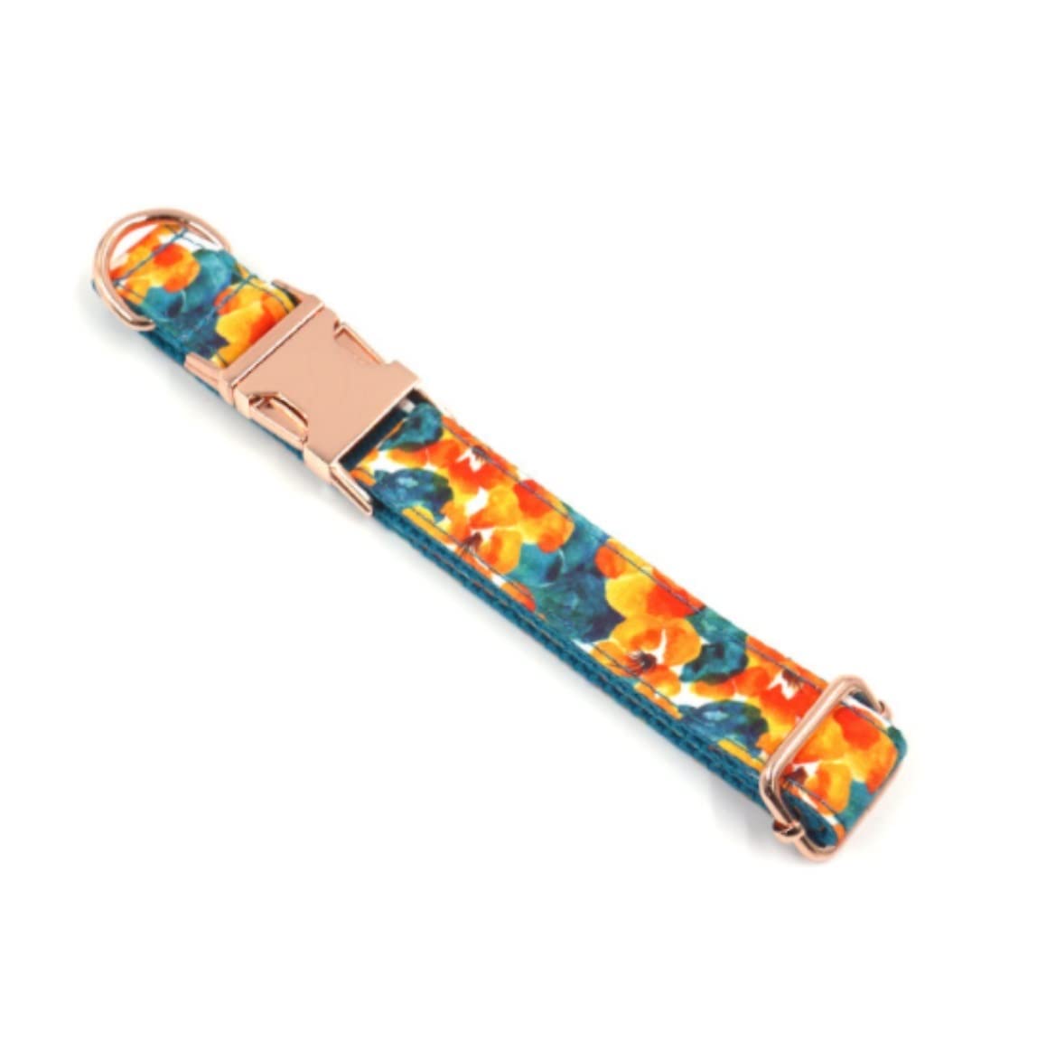 Correa Perro Correr Conjunto de Correa Cuello Mascota Oro Rosa Impreso Collar cómodo Suministros para Mascotas Perro Suave Antideslizantes Reforzada(23-30cm)