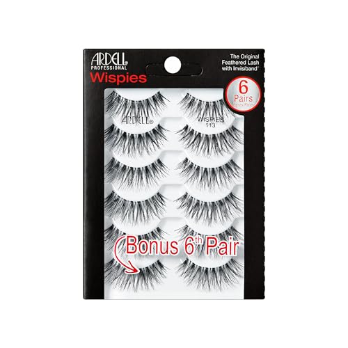 Ardell Wispies False Eyelashes 113 - Natural Wispy Lashes, Lightweight Reusable Strip Lashes, 6