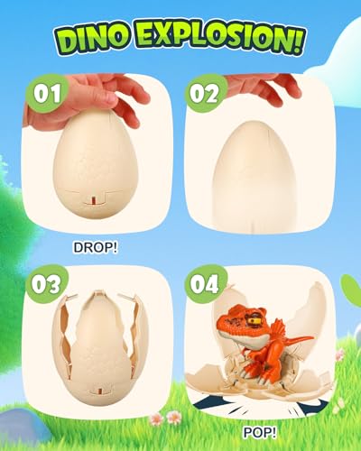 Image of 3 Pack Jumbo Dinosaur Eggs - Drop to Hatching Dinosaur Eggs Toys Birthday Gifts for Boys 3 4 5 6 7 8, Christmas Kids Gifts for Grandkids, Easter Basket Stuffer