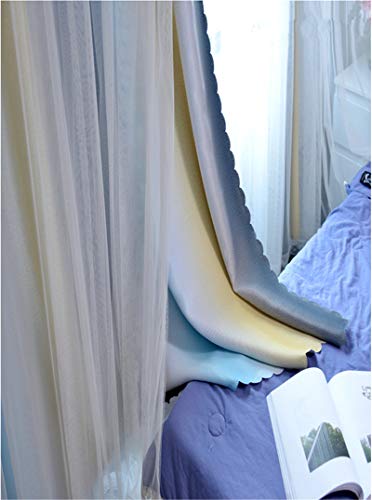 Image of Yancorp Curtains for Girls Bedroom Kids Room Curtain Colorful Window Nursery Curtain 63 inches Length Room Darkening Grommet 2 Layers (Gray Blue, W52 X L63)