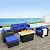 6 Pieces Patio Sofa Outdoor Chairs Outdoor Patio Furniture Outdoor Propane Fire Pit Table Patio Furniture Set Outdoor Fire Pits Anti-Slip Cushions Waterproof Covers(Blue)