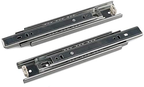 TOOPONEDrawer Slides, 8 Inch Full Extension 3 Section Ball Bearing Side Mounted Drawer Slider for Cabinet Kitchen Furniture ，2 Pack (8 Inch, Silver)