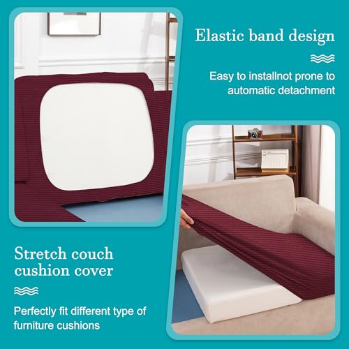 Image of 12Pcs Stretch Patio Cushion Covers,Outdoor Couch Covers Replacement,Outdoor Couch & Sofa Slipcovers,for Patio Furniture Cushion Covers,Washable Reusable Furniture Protector (Wine red,Cover Only)
